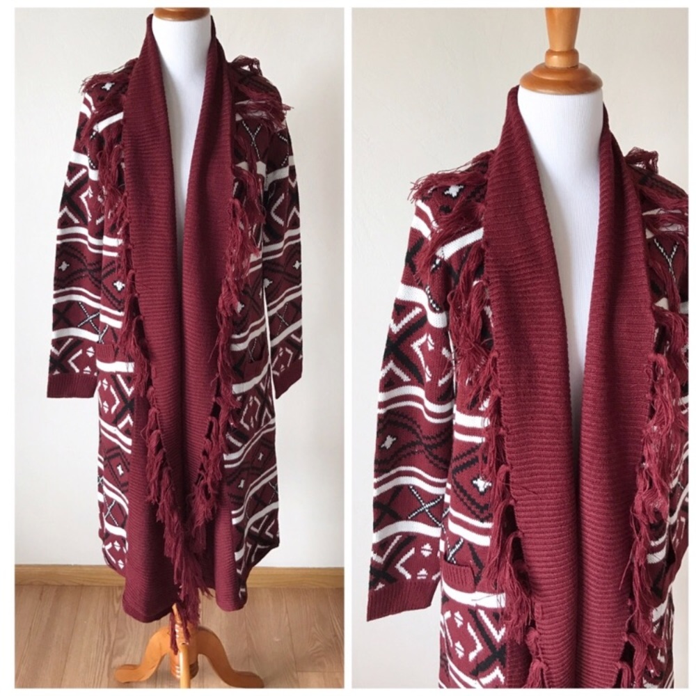 Jack BB Dakota Fringe Cardigan Western New With Tags